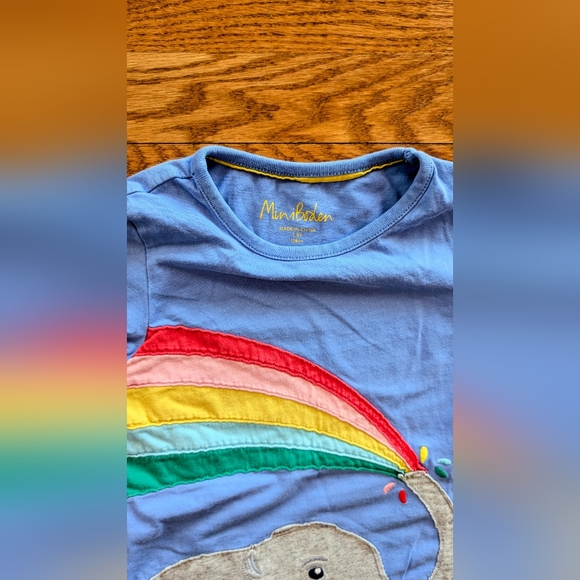 Mini Boden 7-8 GUC+ Elephant 🐘 and Rainbow 🌈 Shirt - Picture 2 of 2